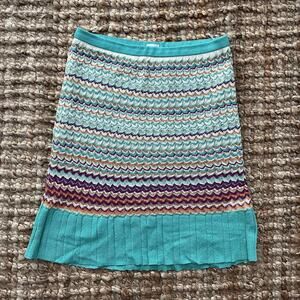 Missoni Green Chevron Knit Skirt Size 42 US 6 Quiet Luxury Made Italy Multicolor